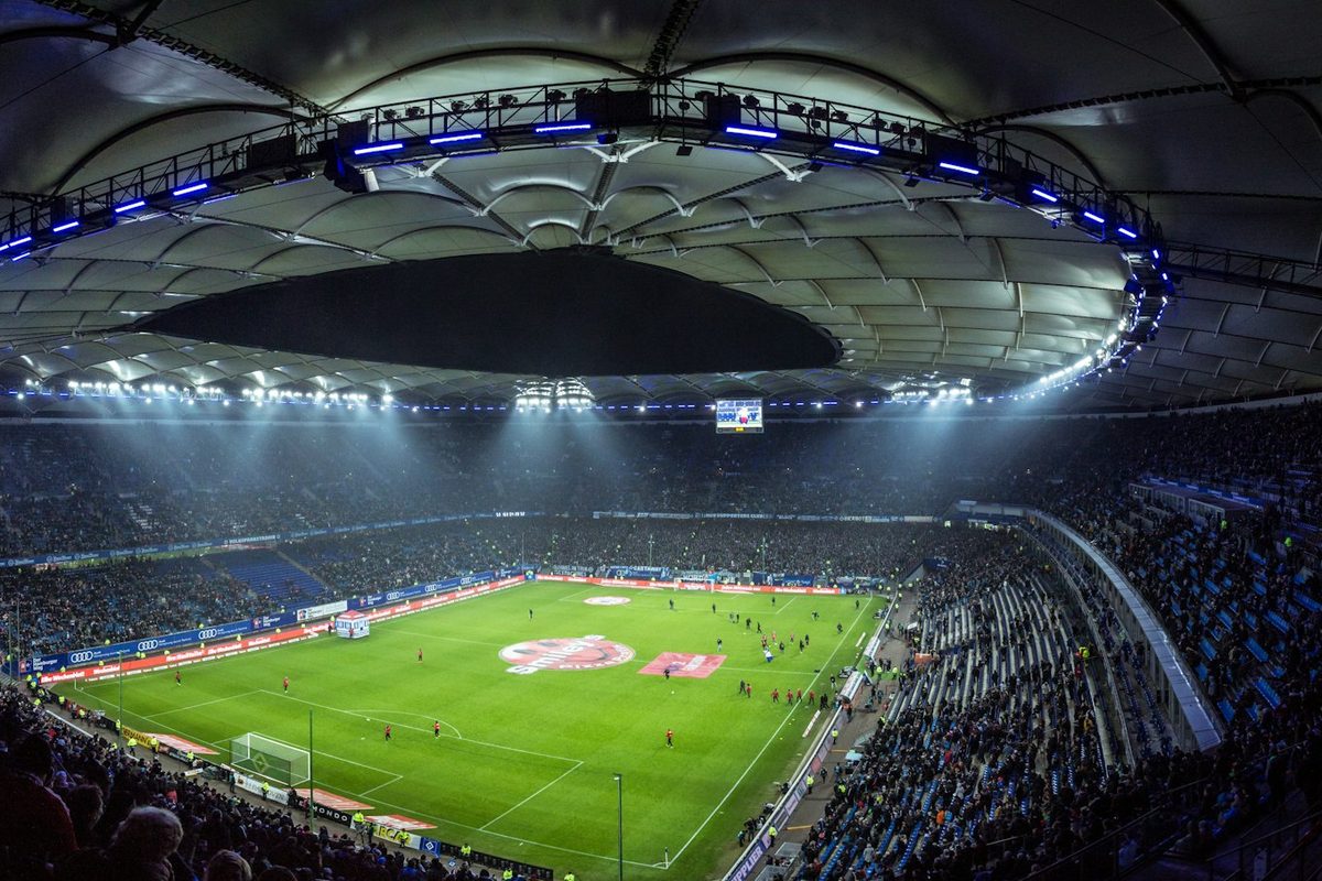 High angel photography of football stadium