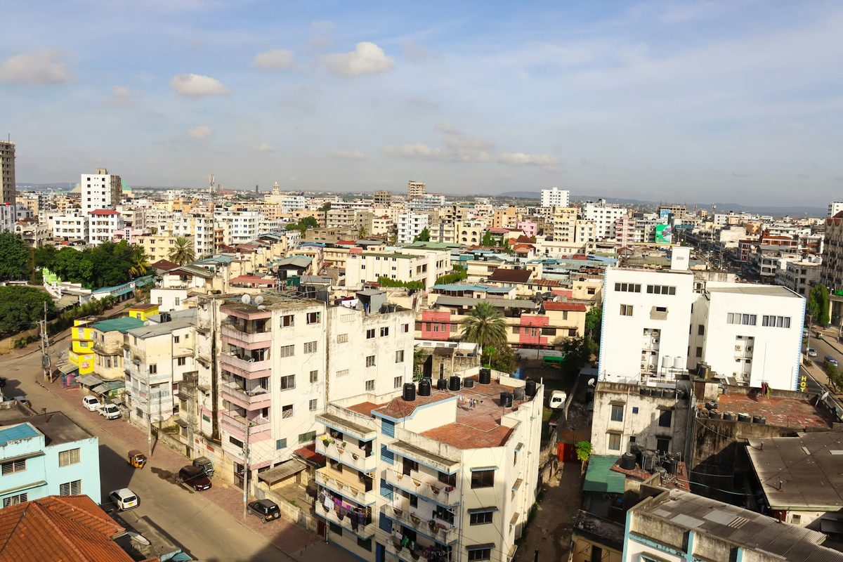 A view of a city with lots of tall buildings