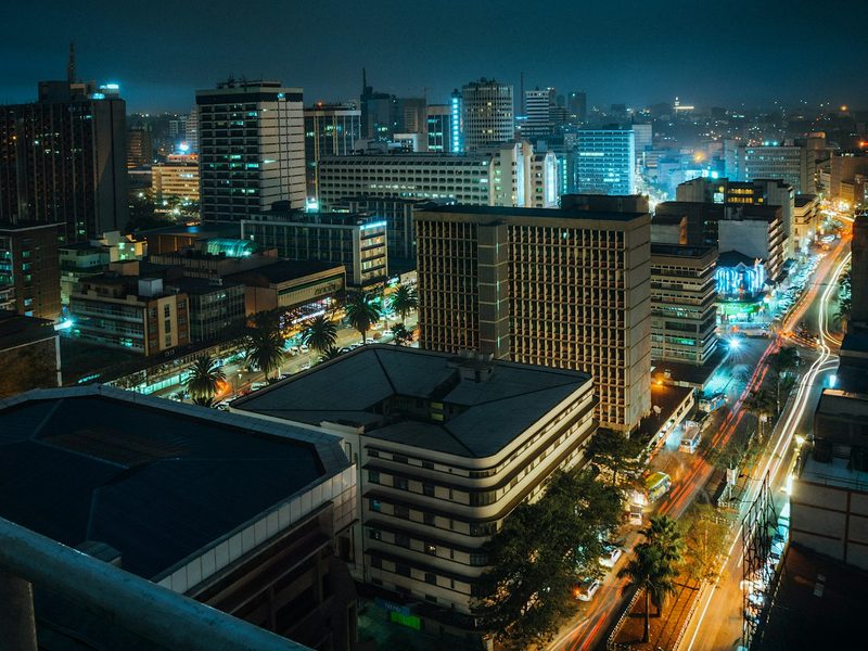 Nairobi at night from the top of a building